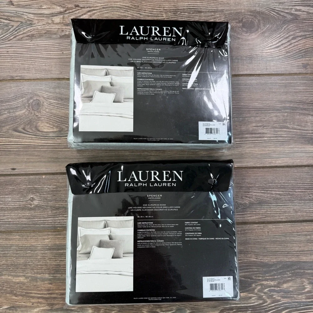 Ralph Lauren Set of 2 Spencer Matelasse European Sham 26x26 Sage Green NEW